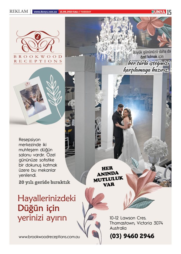 Dünya Gazetesi’nden Mustafa YILMAZ, Brookwood Receptions’un sahibi Walid Bidawid’in konuğu oldu.