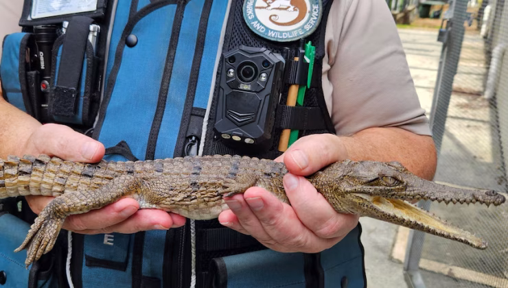 Avustralya’da Cadde Ortasında Bulunan Timsah